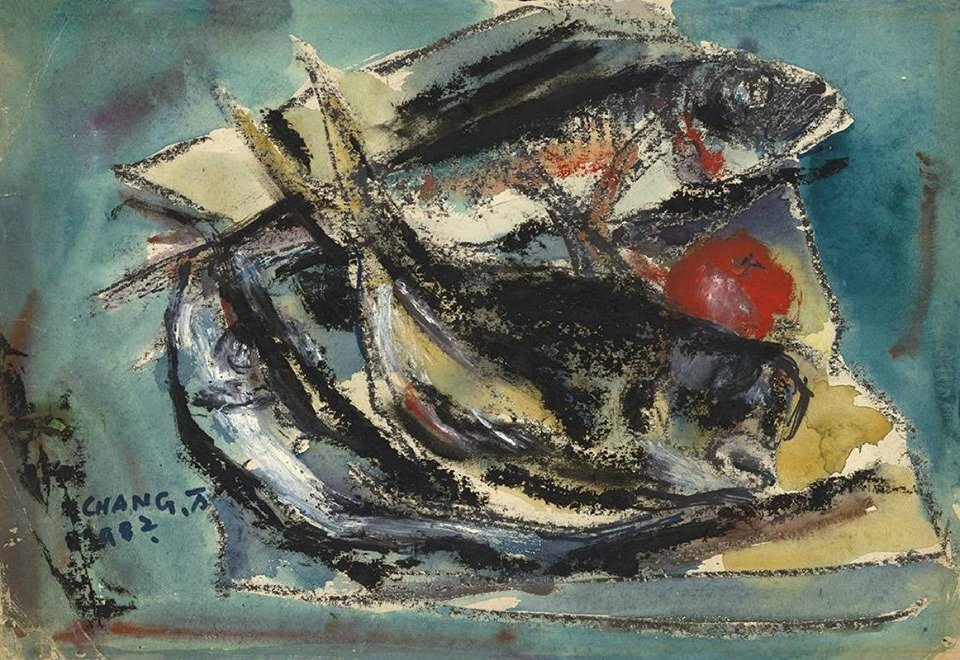 Un tableau de poisson, sujet favori du peintre Chang Wan-chung (aimable crédit du Mémorial Sun Yat-sen)